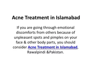 Acne Treatment in Islamabad