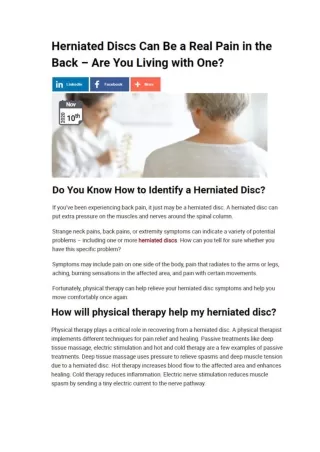 Herniated Discs Can Be a Real Pain in the Back – Are You Living with One?