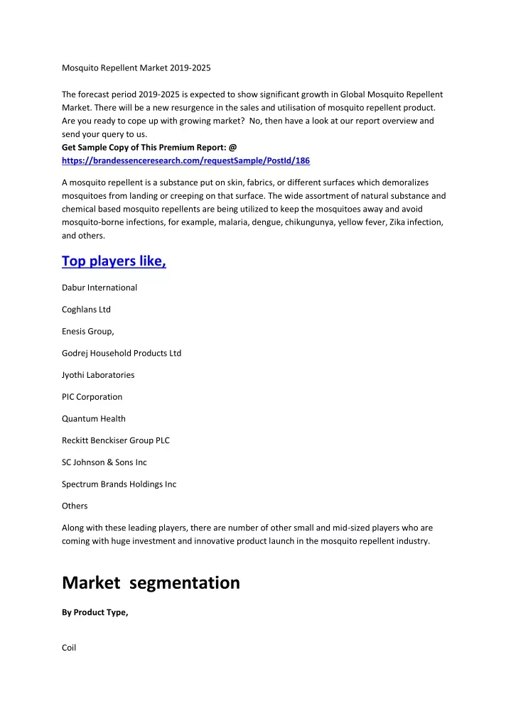 mosquito repellent market 2019 2025 the forecast