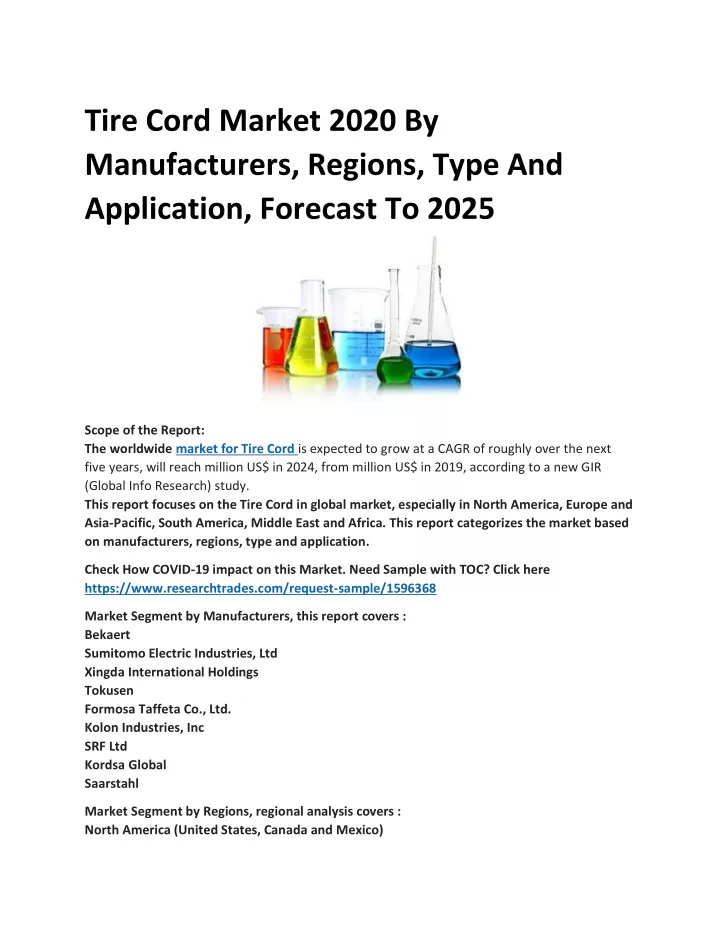 tire cord market 2020 by manufacturers regions