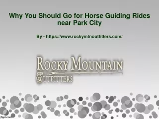 Why You Should Go for Horse Guiding Rides near Park City