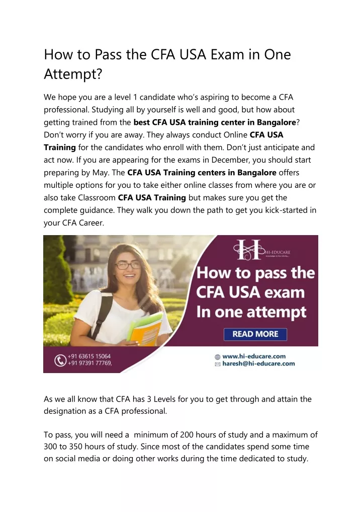 how to pass the cfa usa exam in one attempt