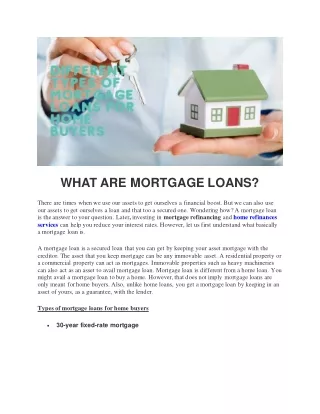Different Types of Mortgage Loans for Home Buyers