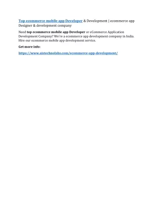 top ecommerce mobile app developer development