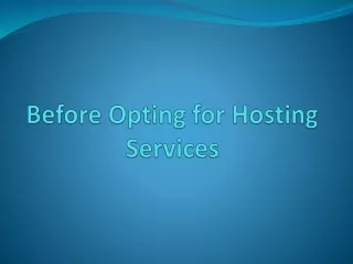 Before Opting for Hosting Services