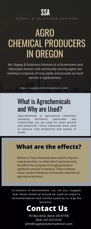 Agrochemical producers and Supplier in Oregon