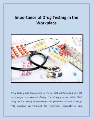 Importance of Drug Testing in the Workplace