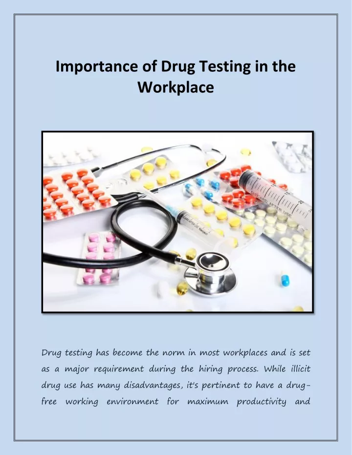 importance of drug testing in the workplace