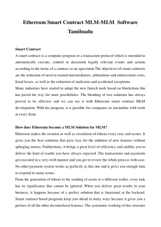 ethereum smart contract mlm mlm software