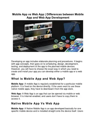 Mobile App vs Web App | Differences between Mobile App and Web App Development