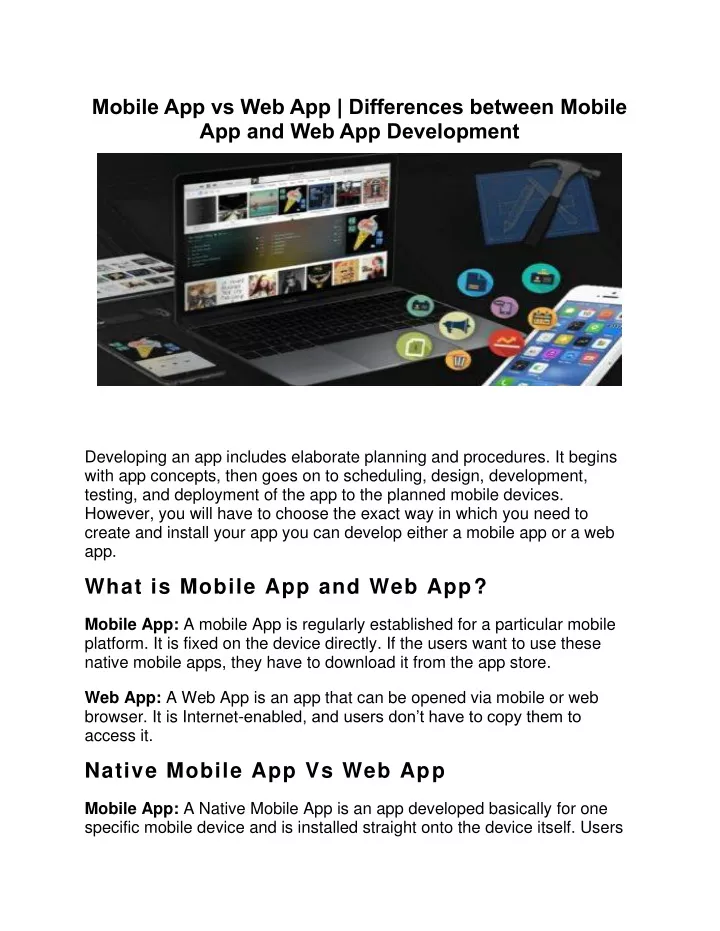 mobile app vs web app differences between mobile