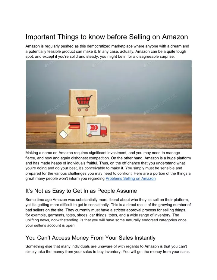 important things to know before selling on amazon