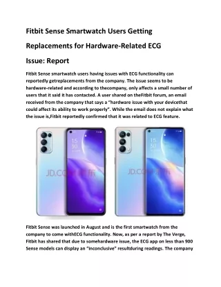 Fitbit Sense Smartwatch Users Getting Replacements for Hardware-Related ECG Issue: Report