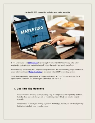 3 actionable seo copywriting hacks for your