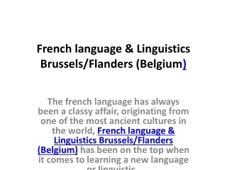 French language & Linguistics Brussels/Flanders (Belgium)