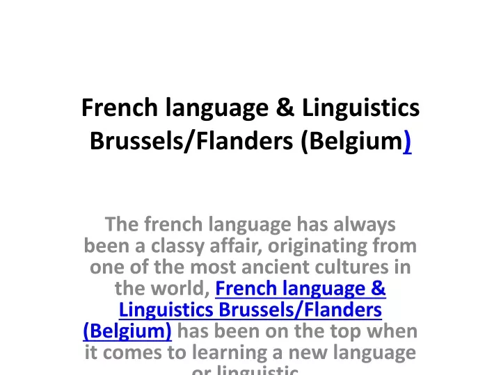 french language linguistics brussels flanders belgium
