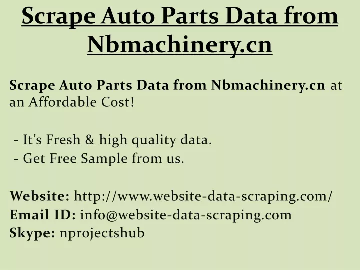 scrape auto parts data from nbmachinery cn
