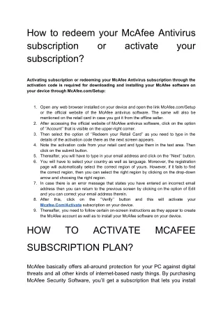How to Activate Mcafee Subscription Plan?