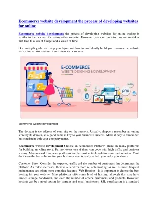 ecommerce website development the process