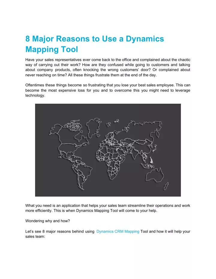 8 major reasons to use a dynamics mapping tool