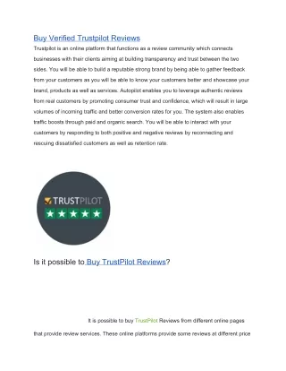 Buy Verified Trustpilot Reviews