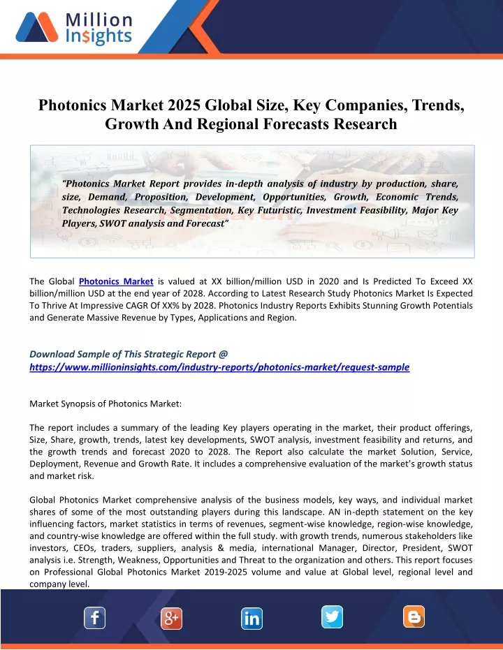 photonics market 2025 global size key companies