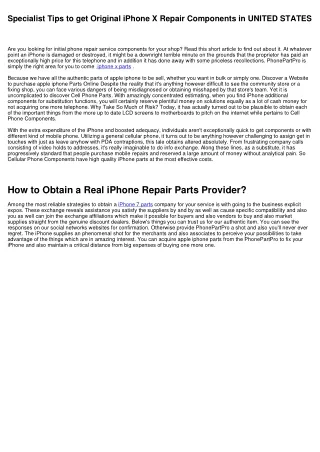 Specialist Tips to acquire Original apple iphone X Repair service Components in UNITED STATES