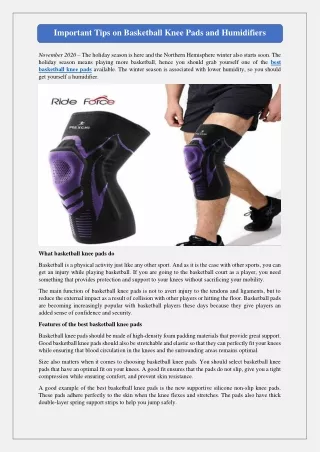 Important Tips on Basketball Knee Pads and Humidifiers