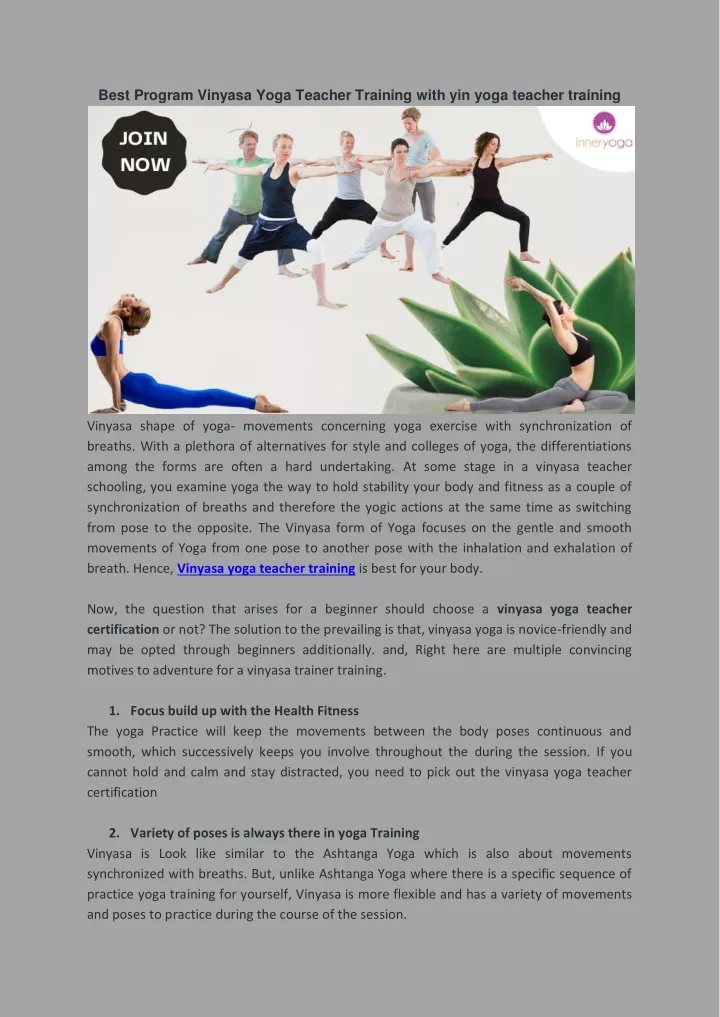 best program vinyasa yoga teacher training with