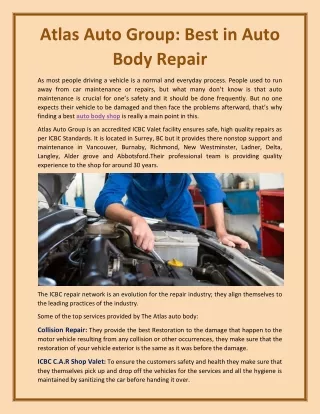 Atlas Auto Group: Best in Auto Body Repair