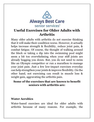 useful exercises for older adults with arthritis