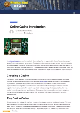 Introduction to Online casinos