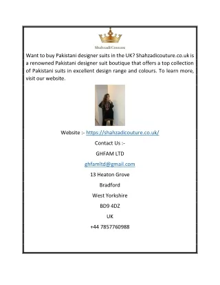 Designer Pakistani Suits for Sale Online | Shahzadicouture.co.uk