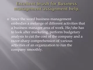 excellent brush for business management assignment help