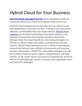 Hybrid Cloud for Your Business