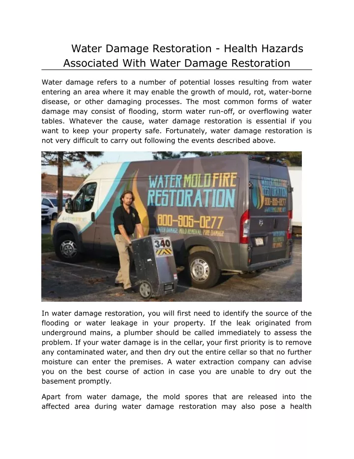water damage restoration health hazards