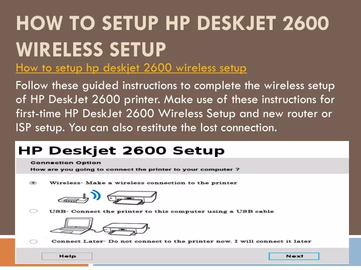 how to setup hp deskjet 2600 w ireless setup