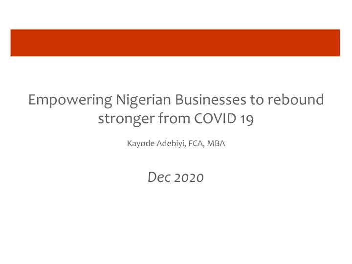 empowering nigerian businesses to rebound