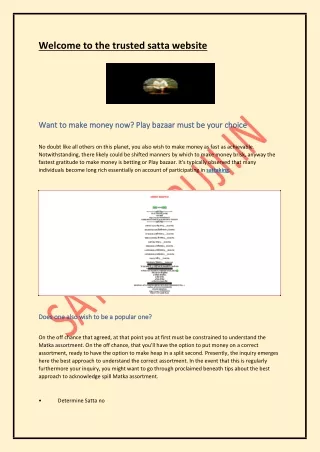 welcome to the trusted satta website