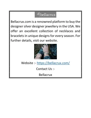 Buy Silver Designer Jewelry Online | Bellacrux.com