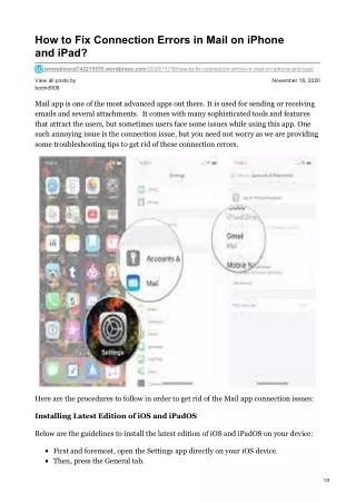 how to fix connection errors in mail on iphone