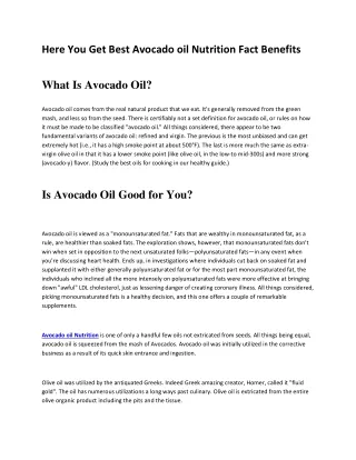 Here You Get Best Avocado oil Nutrition Fact Benefits