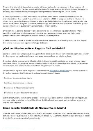 Registro Civil ciudades de Madrid