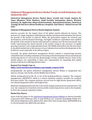cholesterol management devices market trends