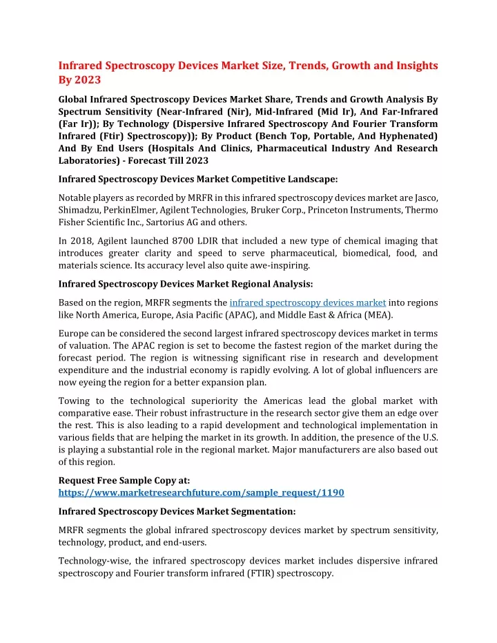 infrared spectroscopy devices market size trends