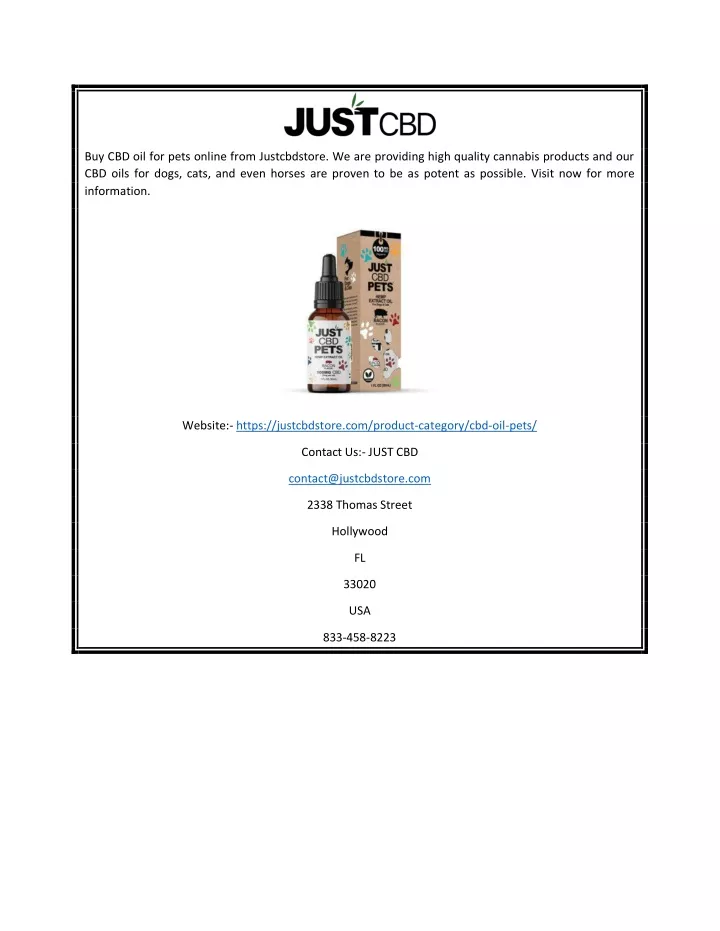buy cbd oil for pets online from justcbdstore