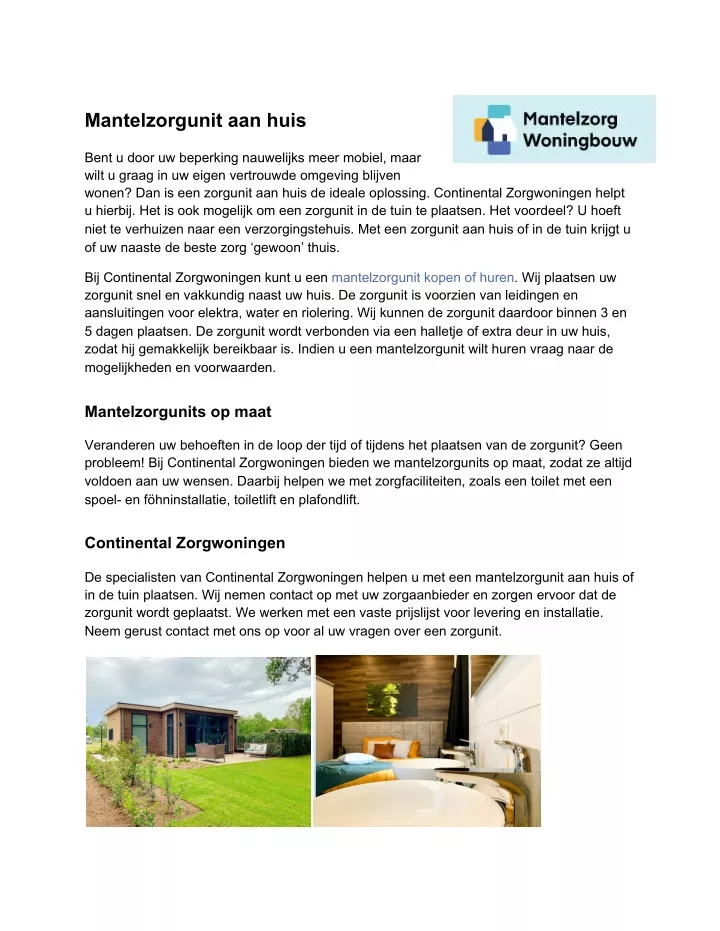 mantelzorgunit aan huis