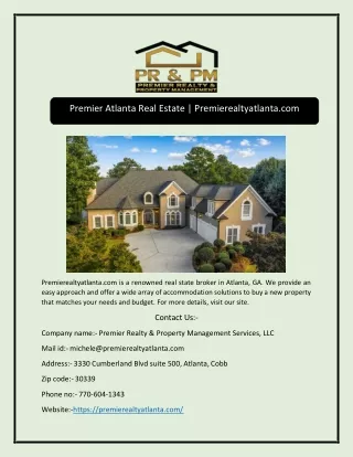 Premier Atlanta Real Estate | Premierealtyatlanta.com
