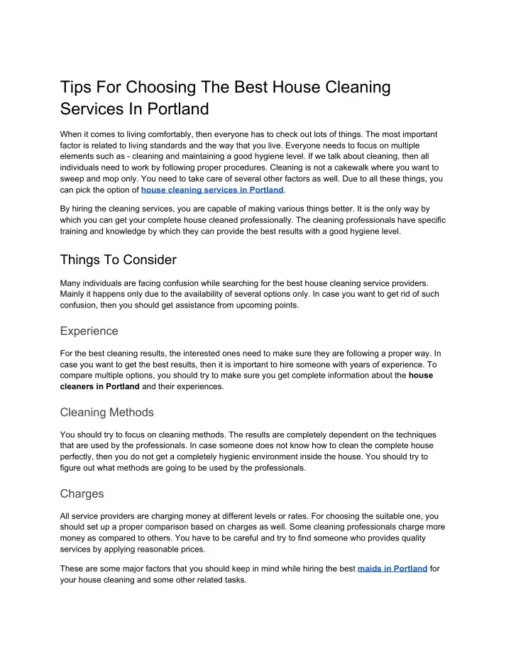 tips for choosing the best house cleaning