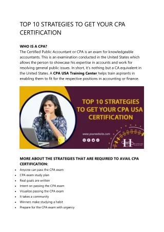 TOP 10 STRATEGIES TO GET YOUR CPA CERTIFICATION